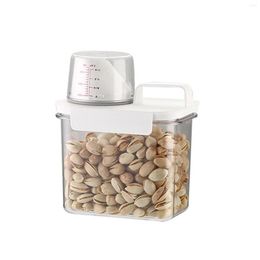 Storage Bottles With Lid Handle Rice Flour Keep Dry Laundry Detergent Food Container Airtight Box Measuring Cup Plastic