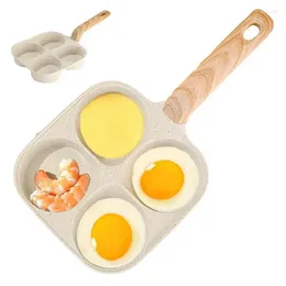 Pans Nonstick Egg Pan 4 Hole Steak And Omelet Aluminum Alloy Frying Pancake Breakfast Maker With Wooden Handle