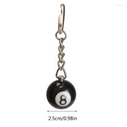 Keychains Fashion Creative Billiard Pool Keychain Table Ball Key Ring Lucky Black No.8 Chain 25mm Resin Jewelry Gift