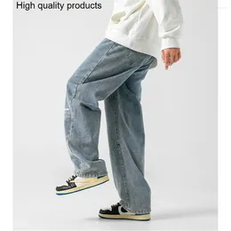 Men's Jeans Fashion Straight Patchwork Printed Men Casual Loose Baggy Elastic Waist Trousers Steetwear Hiphiop Denim Pants Clothes