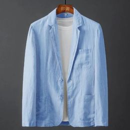 Men's Suits Blazers Men's Blazer Jacket Spring Summer Solid Slim Casual Business Thin Breathable White Cotton Linen Suit Coat Male 231115