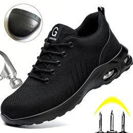 Safety Shoes Air Cushion Working Shoes For Men Anti-Smashing Steel Toe Puncture Proof Construction Safety Shoes Sneakers Male Footwear 231116