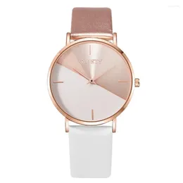 Wristwatches Women Watches Leather Rose Gold Dress Female Clock Design Watch Contrast Simple Fashion Ladies 2023