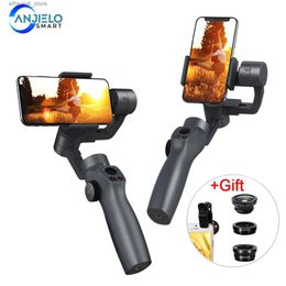 Stabilisatoren Anjielosmart Capture2 3-Achsen-Hand-Gimbal-Stabilisator für GoPro 7 6 5 sjcam EKEN Yi Action-Kamera / Smartphone-Mobiltelefon Q231116