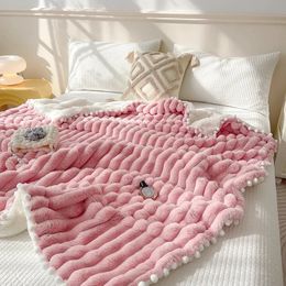 Blankets Tuscan Faux Rabbit Fur Warm Weighted for Bed Luxury Lamb's Wool Double Blanket Soft Fluffy Warmth 231115