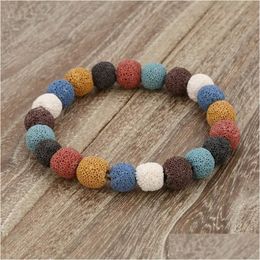 Charm Bracelets Colourf Natural Lava Stone Heart Love Bead Bracelet Diy Volcano Essential Oil Diffuser For Women Men Jewellery Dhgarden Dhaiz