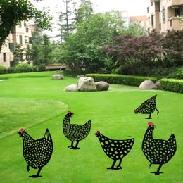 Garden Decorations 1Pcs Easter Chicken Metal Hen For Gardening Ornaments Yard Iron Art Outdoor Backyard Lawn Stakes Decor