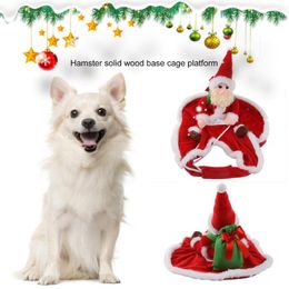 Dog Apparel Pet Christmas Clothes Comfortable Gift Bag Rein Xmas Vest Contrast Colour Thick Transformation Outfit For Year