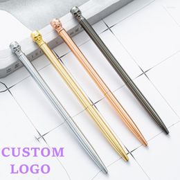 Pieces Engraving Logo Ballpoint Pen Funny Lovely Skull Shape Metal Copper Office School Supplies Stationery