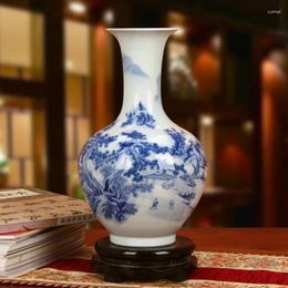 Vases Arrivals Jingdezhen Ceramics Classical Landscape Blue And White Porcelain Modern Chinese Home Living Room Decoration