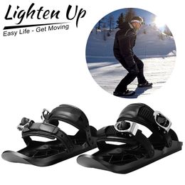 Sledding Lighten Up Mini Ski Skates For Snow The Short Skiboard Snowblades High Quality Adjustable Bindings Portable Skiing Shoes Snow 231116