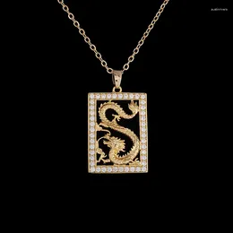 Pendant Necklaces Exquisite Zircon Auspicious Dragon Chinese Ethnic Style Twelve Zodiac Necklace Women's Wealth Amulet Jewellery