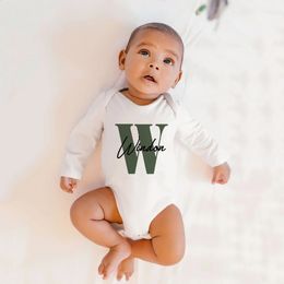 Rompers Personalised Baby Boy Name Bodysuits Pregnancy Announcement Shower Gift Custom Initial Letter and Jumpsuit Playsuit Clothes 231116