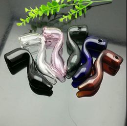 Smoking Pipe Mini Hookah glass bongs Colorful Metal Shape Colored cartoon logo curved glass pipe