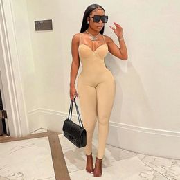 Women's Two Piece Pants s Sheath Slim Body Shaping Club Wear Sexy Strapless Jumpsuit Women Hipster Solid Baddie Style Camisole 231116