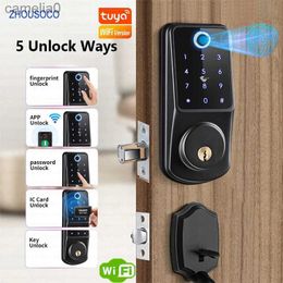 Smart Lock Tuya Wifi APP Smart Door Lock Fingerprint Biometric Digital Password Card Code Keyless Entry Electronic Lock for Home ApartmentL231116