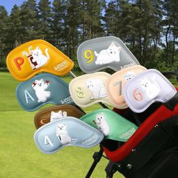 Other Golf Products 9PcsSet Iron Club Head Cover Waterproof Rod Protective Case with Cat Image Covers Supply 231115