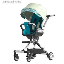Strollers# Baby stroller with high field of view portable two-way lightweight baby sit down and lie newborn Aluminium alloy childrens Q240529