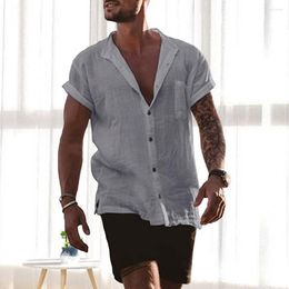 Men's Casual Shirts Retro Shirt Stylish Pure Colour Men Top 3D Cutting Solid Cotton Linen Male Clothing