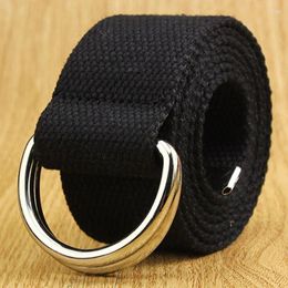 Belts Plus Size 110-160cm Length Canvas Belt For Men Women Metal Double Ring Buckle Fashion Candy Colors Street Style Waistband