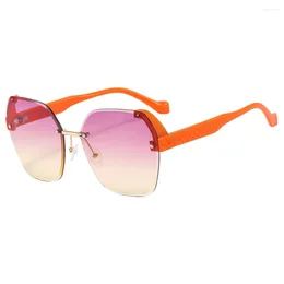 Sunglasses Ladies Square Woman Fashion Rimless Gradient Shades Female Frameless Mirror Big Frame Designer Sun Glasses UV400