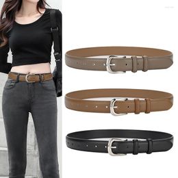 Belts Women Skinny Leather Belt For Jeans Thin Chic Waist With Silver Buckle Dress Pants Waistband Prong Accessories