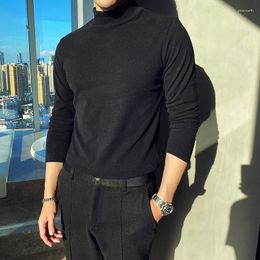 Men's T Shirts Fashion Turtleneck Men's Autumn Winter Long Sleeve Slim Casual Business Pullovers T-shirts Black Tops Men Clothing 2023