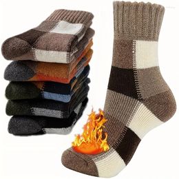 Men's Socks 5 Pairs Soft And Warm Women's Plaid Winter - Thick Wool Middle Tube