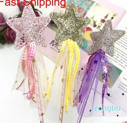 Cute Girls Costumes Performance Props Gradient Colour Butterfly Princess Angel Wings Fairy Stick Kids Dress Up Playing