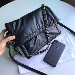 Brand Goat Skin Pillow Bags Black Leather Crossbody Bags Versatile Genuine Leather for Women