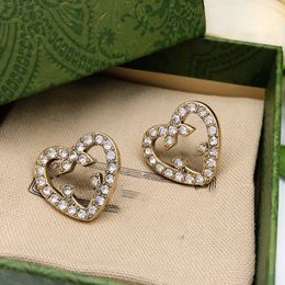 Designer Earring For Woman Fashion Brand stud Earing Letter Double G Diamond Pearl Gold Hoop earring ggity Heart Women Trend earrings iuiioyu