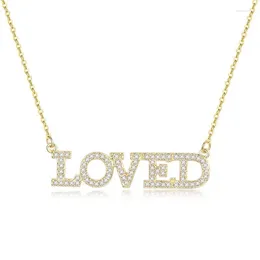 Pendant Necklaces English Letter Shape Hanging Necklace Setting Cubic Zirconia Link Chain Gold Color For Women