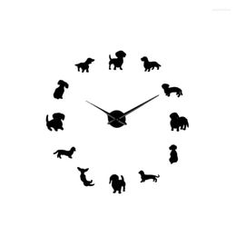 Watch Repair Kits Diy Dachshund Wall Art Wiener-Dog Puppy Dog Pet Frameless Giant Clock With Mirror Effect Sausage Large