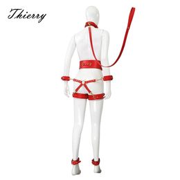 Adult Toys Thierry Sex Toys For Woman Men SM Bondage Set Erotic Restraint Collar 6 Cuffs Waistband Connexion Adults Games for Couples 231116
