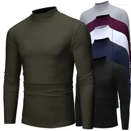 Men's T Shirts Fashion Long Sleeve Slim Thermal Underwear Warm Half-high Collar Bottoming Top Casual Pullover T-Shirt