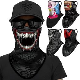 Bandanas Windproof Hiking Scarves Earloop Half Mask 3D Print Venom Bandana Breathable Face Balaclava Cycling Neck Gaiter For Men Women