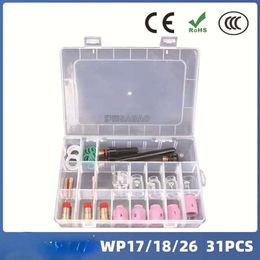 31PCS Argon Arc Cup Set WP17/18/26 Welding Gun Accessories Glass Mouth