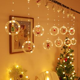 New Christmas lights string Santa Claus cartoon style curtain lights LED lights room window decoration