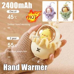Space Heaters Mini Yellow Duck Portable Hand Warmer Cute Winter Heater Quick Heating USB Pocket 2400mAh Hands Warmer for Travelling Hiking YQ231116