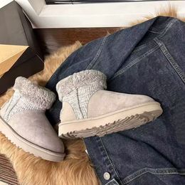 Anti slip warm boots, casual shoes, snow ankle boots, full grain suede leather elastic platform, women's outdoor 35-40