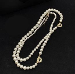 Pendant Necklaces Water Diamond Long Pearl Sweater Necklace Brass European and American Neckchain