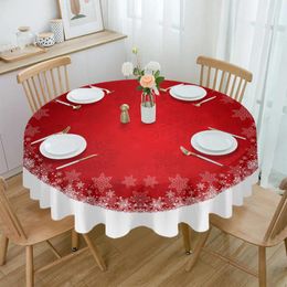 Table Cloth Christmas Snowflake Red Round Tablecloth Wedding El Cover Holiday Dining Waterproof