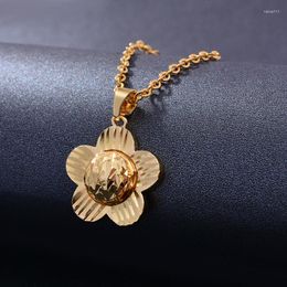 Pendant Necklaces Dubai Small Necklace Sun Flower Gold Colour For Women Girls Romantic Party Gifts Cute/Romantic