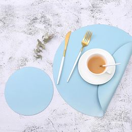 Table Mats Napkin Creative PU Leather Tableware Pad Placemat Dining Mat Round Waterproof Heat-insulated Home Desktop Decoration