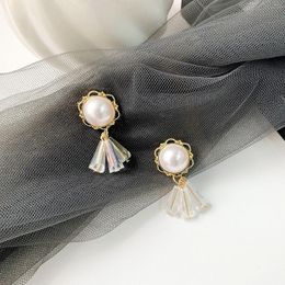 Stud Earrings Colourful L Korean Trendy S925 Sterling Silver Temperament Geometric Pearl Drop For Woman Friend Fashion Jewellery Gifts