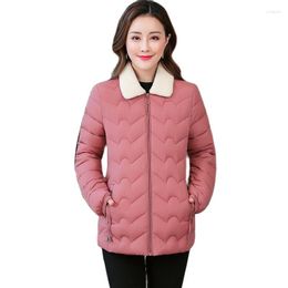 Women's Trench Coats Women Winter Wool Lapel Collar Big Pocket Short Windproof Warm Coat Puffer Jacket Cotton Padded Parkas Overcoat