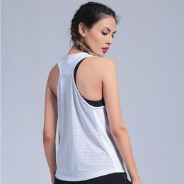 Yoga Outfit Tops Women Sexy Gym Sportswear Vest Fitness Loose Woman Clothing Sleeveless Running Shirt Quick Dry White Tank Top