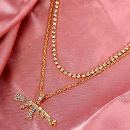 Chains JJFOUCS Boho Gold Silver Colour Necklaces For Women Punk Hip Hop Multilayer Gun Pendant Necklace 2023 Fashion Jewellery