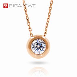 Rose Gold 1Ct Round Cut Pendant Necklace, Genuine Moissanite Jewelry, Diamond Alternative Necklace