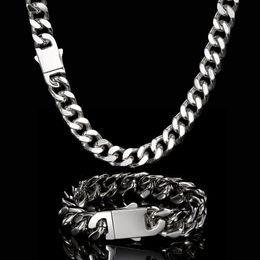 Chokers Stainless Steel Miami Flat Cuban Link Chain Necklaces Gift for Mens Women Hip Hop Jewellery 231115